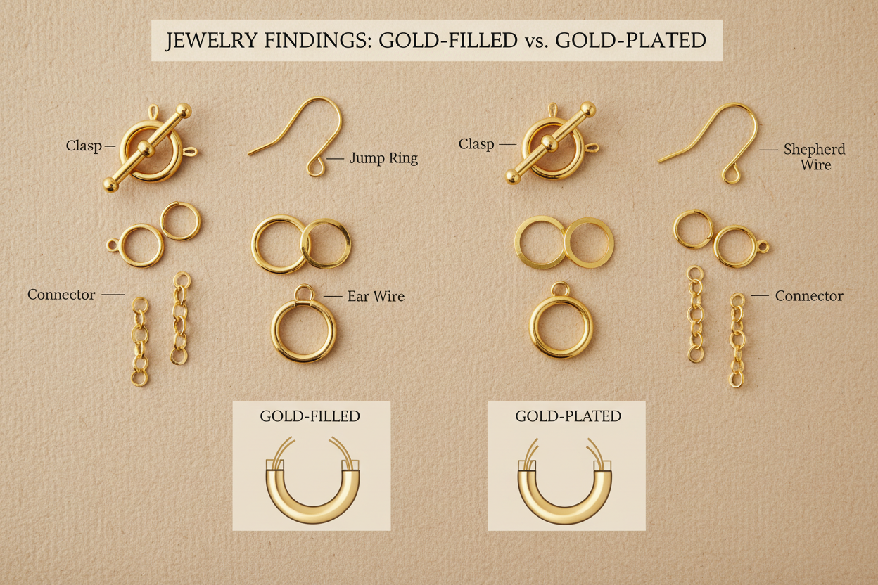 Understanding Metal Plating: Gold-Filled vs. Gold-Plated Findings Explained