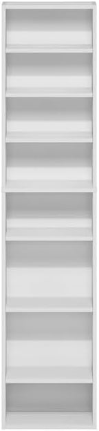 Adjustable Shelves Multimedia Storage Tower Rack with Spacious Media Organization, Durable Design, Versatile Rack for DVDs, CDs, Games, and More White/8 Tier Narrow
