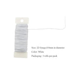 HAHIYO 22Gauge White 3Roll Total 115Yards(345Feet) Metal Floral Wire Flexible Paddle Wire for Crafts Christmas Wreaths Tree Flower Arrangement Bouquet Wrapping Wedding DIY