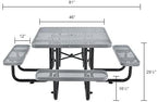 Global Industrial 46" Square Picnic Table, Expanded Metal, Gray Thermoplastic Coating, Attached Benches, 1-1/2” Umbrella Pole Hole, Outdoor-Rated, 1000 lb Capacity