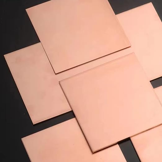 4 Pcs 99.9% Pure Copper Sheet Metal, 6" x 6", 24 Gauge(0.5mm) Thickness, Double Sided Film Attached Copper Sheets Plates for Crafting, Modelers, Jewelry, Repairs, Electrical