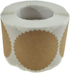 HAHIYO 2Inch 500Pcs Natural Brown Kraft Sticker Round Sawtooth Label Sticker Roll Blank Label Sticker to Write On Permanent Adhesive Dot Sticker for Jar and Canning Label Price Tag Store Organizing
