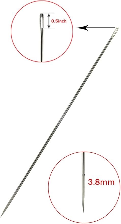 Marcobrothers 4“ Professional Upholstery Large Eye Long Needle Easy to Thread, Hand Sewing Needle. (4 inch)