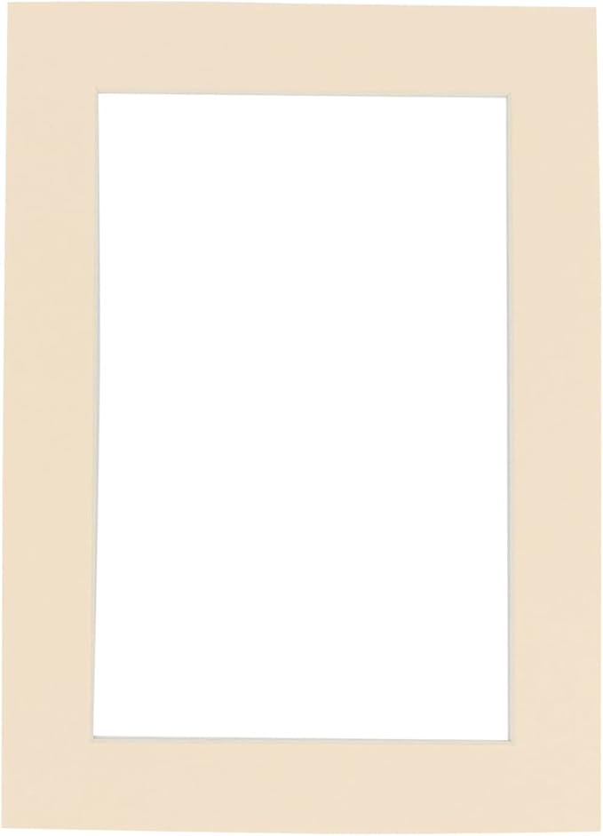 Pack of Ten 8x10 Mats Bevel Cut for 6x8 Photos - Acid Free Cream Precut Matboards for Pictures, Photos, Framing - 4-ply Thickness