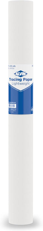 ALVIN 55W-I Lightweight Tracing Paper Roll, White, Suitable with Ink, Charcoal, Felt Tip Pen, for Sketching or Detailing - 18 Inches, 50 Yards, 1-inch Core