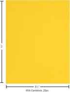 PA Paper Accents Stash Builder Cardstock 8.5" x 11" Raincoat Yellow, 65lb colored cardstock paper for card making, scrapbooking, printing, quilling and crafts, 25 piece pack