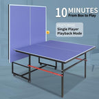 8ft/9ft Mid-Size Table Tennis Table Foldable & Portable Ping Pong Table Set for Indoor Games with Net, 2 Table Tennis Paddles and 3 Balls