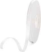 3/8" x 100 Yards White Polyester Satin Ribbon Single Faced Bulk Fabric Ribbons for Gift Wrapping, Crafting and DIY Projects, Scrapbooking, Bows and Card Making