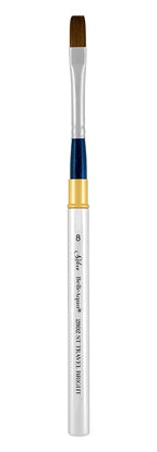 Silver Brush Limited 2802ST-8 BelleAqua Short Handle Bright Travel Brush with Soft Red Sable Synthetic Bristles, Professional Artist Watercolor Brush, Also for Acrylic, Gouache, Inks, & Dyes, Size 8