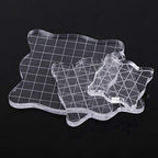 1PC Acrylic Stamp Blocks with Grid Lines, Transparent with Curve Edges Essential Stamping Tools for Scrapbooking Crafts Making (7.5x7.5cm)