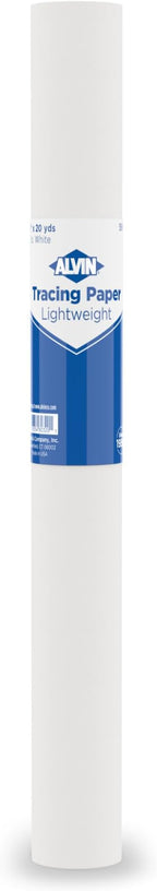 ALVIN 55W-A Lightweight Tracing Paper Roll, White, Suitable with Ink, Charcoal, Felt Tip Pen, for Sketching or Detailing - 12 Inches, 20 Yards, 1-inch Core