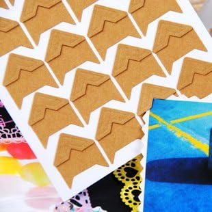 360 Count Self-Adhesive Acid Free Photo Corners for Scrapbooks Memory Books (Gold-Black-Kraft)