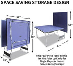 8ft/9ft Mid-Size Table Tennis Table Foldable & Portable Ping Pong Table Set for Indoor Games with Net, 2 Table Tennis Paddles and 3 Balls