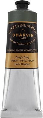 Charvin Extra Fine Professional Artist Acrylic Paint Colors, Nature Themed Hues, 150ml Davy's Grey