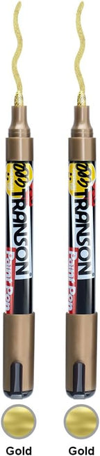 TRANSON 2 Gold Permanent Paint Markers for Fabric Rock Craft Diy Painting Medium Tip Oil Based Waterproof