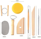 S & E TEACHER'S EDITION 8 Pcs Pottery & Clay Sculpting Tools, Double-Sided, Smooth Wooden Handles.