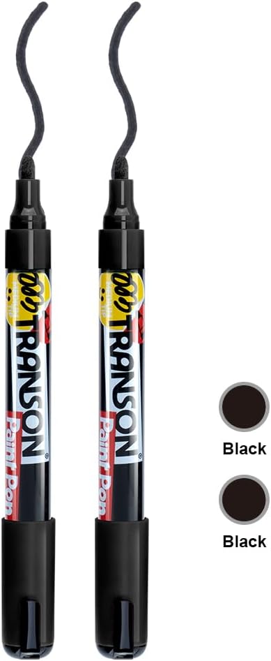 TRANSON 2 Black Permanent Paint Markers for Fabric Rock Craft Diy Painting Medium Tip Oil Based Waterproof