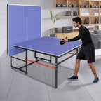 8ft/9ft Mid-Size Table Tennis Table Foldable & Portable Ping Pong Table Set for Indoor Games with Net, 2 Table Tennis Paddles and 3 Balls