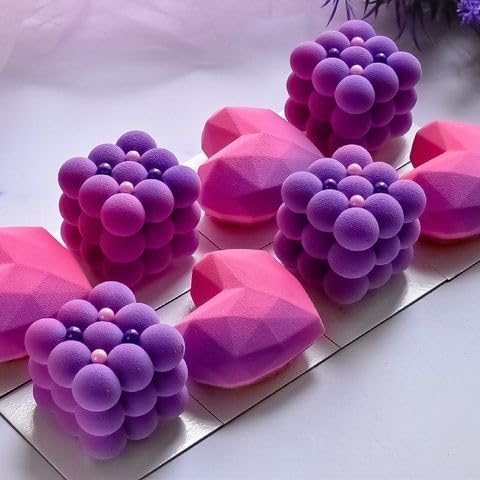 3D Bubble Candle Molds,6 Cavity Cube Candle Molds Soap Mold Candle Wax Mold,for Baking Chocolate Dessert Mousse Cake Ice Cream and Making Soap Wax