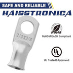 haisstronica 10pcs 2/0 AWG - 3/8"(M10) Tinned Copper Battery Lugs