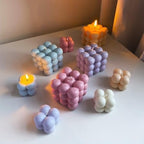 JDH 3D Bubble Candle Silicone Molds 15 Cavity Cube Silicone Candle Molds Soap Mold for Candle Making,Soap Making Bubble Cake Mold Baking Mousse Cake Dessert Jelly Ice Cream