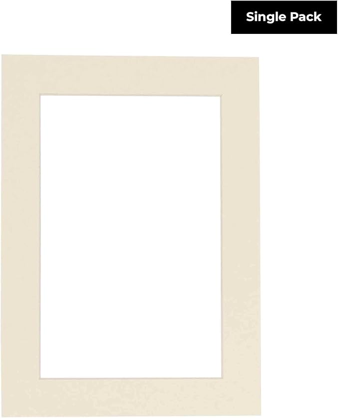 5.5x8.5 Mat for 8.5x11 Frame - Precut Mat Board Acid-Free Textured Cream 5.5x8.5 Photo Matte for a 8.5x11 Picture Frame, Matboard for Family Photos, Show Kits, Art, Picture Framing, Pack of 1 Mat