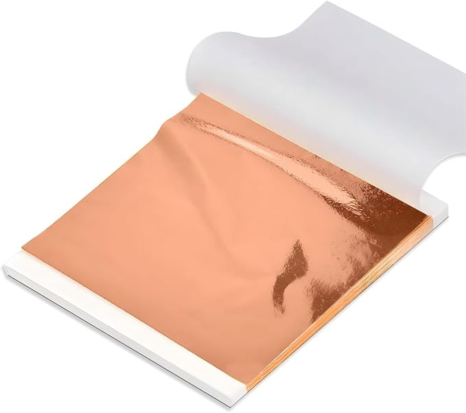 Luckymica Gold Leaf Sheets, 100 Pcs Adequate Gold Foil Sheets for Arts, Crafts, Decoration, Gilding, Paints, DIY, 5.5" x 5.5", Rose Gold, U03