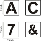 Alphabet Letter and Number Stencils 9 Inch - 40 Pack Large Letters and Numbers Stencil Templates with Signs for Painting on Wood, Reusable Letter Stencils for Chalkboard Signs & Wood Wall Art