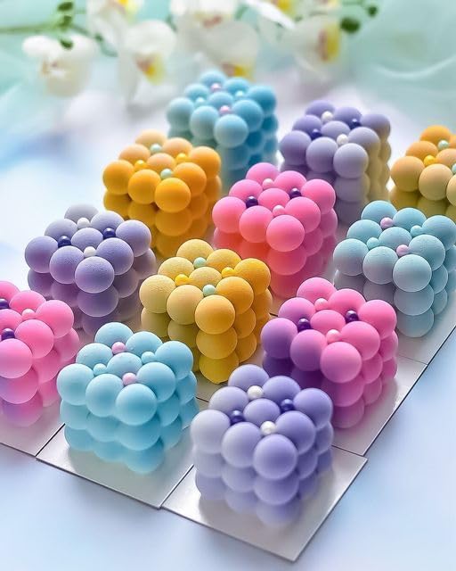 3D Bubble Candle Molds,6 Cavity Cube Candle Molds Soap Mold Candle Wax Mold,for Baking Chocolate Dessert Mousse Cake Ice Cream and Making Soap Wax