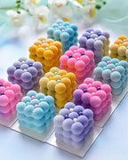 3D Bubble Candle Molds,6 Cavity Cube Candle Molds Soap Mold Candle Wax Mold,for Baking Chocolate Dessert Mousse Cake Ice Cream and Making Soap Wax