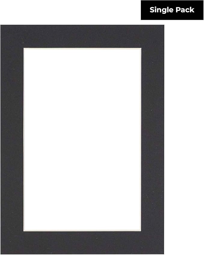 5.5x8.5 Mat for 8.5x11 Frame - Precut Mat Board Acid-Free Show Kit with Backing Board, and Clear Bags Black 5.5x8.5 Photo Matte Made to Fit a 8.5x11 Picture Frame Matboard for Framing, Pack of 1 Mat
