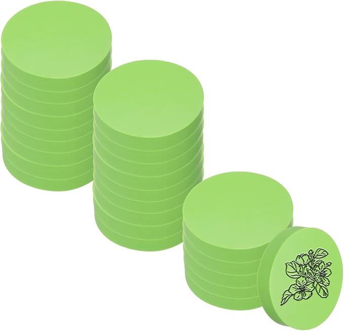 PATIKIL 24Pcs 2" Rubber Carving Blocks, Soft Linoleum Art Carving Block Round Crafts Stamp Making for Printmaking Stamps Carving Supplies, Green