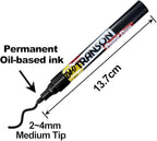 TRANSON 2 Black and 2 White Permanent Paint Markers for Fabric Rock Craft Diy Painting Medium Tip Oil Based Waterproof