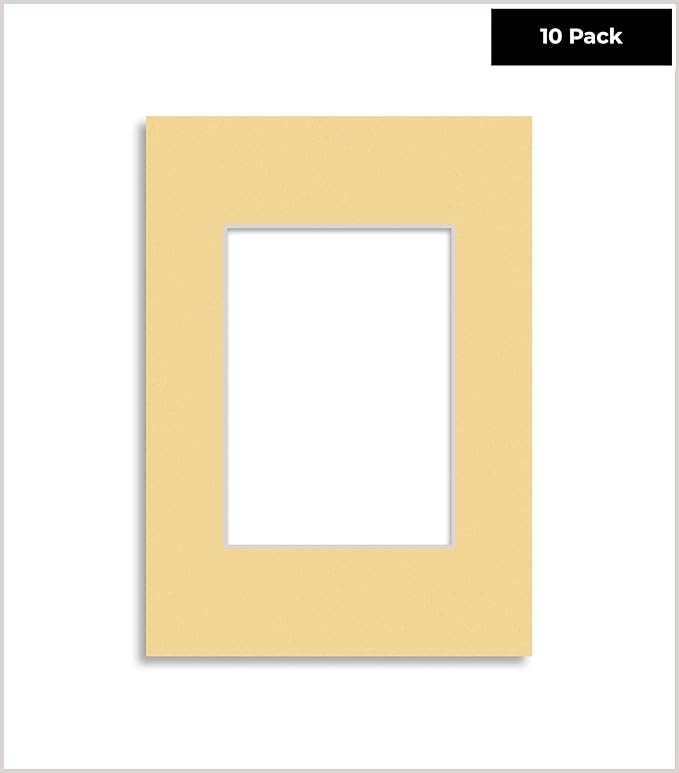 5x7 Mat for 8.5x11 Frame - Precut Mat Board Acid-Free Show Kit with Backing Board, and Clear Bags Marzipan Beige 5x7 Photo Matte For a 8.5x11 Picture Frame Matboard for Framing, Pack of 10 Mats