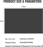 Polarizing Film, with Cleaning Kit and Finger Cots Adhesive Polarized Film 2 Pcs, Size7.9 X 11.9 in, Thikness 0.15mm, Suitable for LCD Screen Repair Photographic Filters & Physics Education