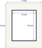 Golden State Art, 11x14 Double Mats for 8x10 - for Photos, Pictures, Frames - Acid-Free, 5 Pack, Ivory Turret Over Dignity Blue