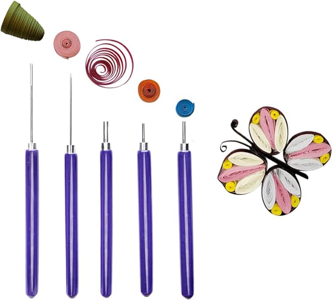 8 Pieces,Quilling Kits,Paper Quilling Tools,Quilling Knitting Board,Quilling Needles,Quilling Curling Coach,Paper Craft DIY Tools,Assorted Sizes Rolling Curling Quilling Needle Pen,XIWUMOER (Blue)