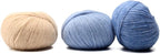 Pullu - Baby Alpaca Merino Wool Yarn Set of 3 Skeins (150 Grams) Worsted Weight - Sourced Directly from Peru - Heavenly Soft and Perfect for Knitting and Crocheting (Soft Blue)