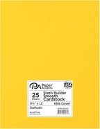 Accent Design Paper Accents Stash Builder Cardstock 8.5" x 11" Daffodil, 65lb colored cardstock paper for card making, scrapbooking, printing, quilling and crafts, 25 piece pack