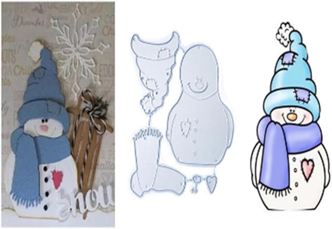 Mvchifay Cutting Dies Happy Birthday Metal Stencils Scrapbooking Tool DIY Emboss Paper Card Making (6 Pcs Snowman-9.4x6.2cm)