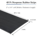 Neoprene Rubber Strips Self Adhesive Solid Rubber Sheets, Rolls & Strips for DIY Gaskets Crafts Pads Seals Warehouse Flooring Neoprene Sheet with Adhesive Backing (2" Wide x 1/8" Thick x 40' Long)