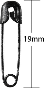 1000PCS Safety Pins, 0.75In/19mm Small Fastening Pins, Rust Resistant Nickel Plated Steel Set for Crafting, Sewing, Jewelry Making Fabric, Rimming Fastening Clip Button for Garment Hang Tag (Black)