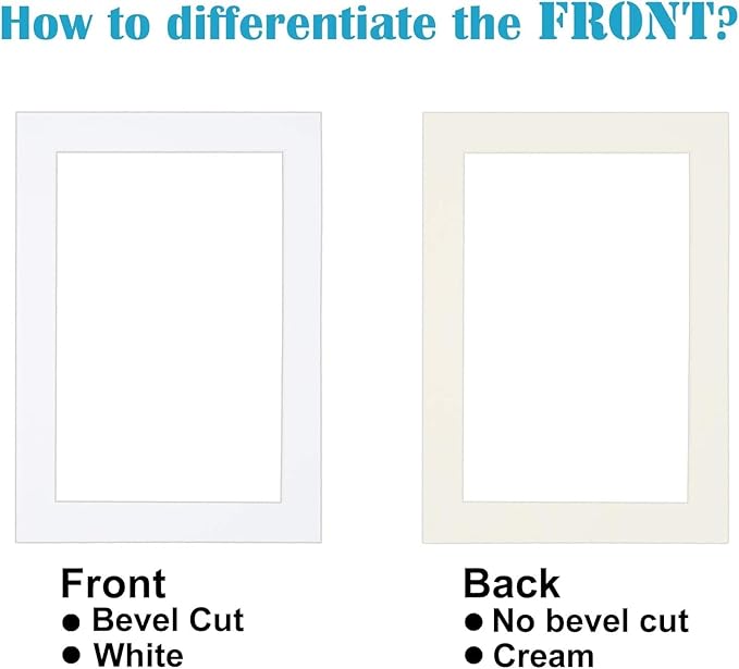 Egofine 11x14 White Picture Mats Pack of 6, Frame Mattes for 8x10 Pictures, Acid Free, 1.2mm Thickness, with Core Bevel Cut