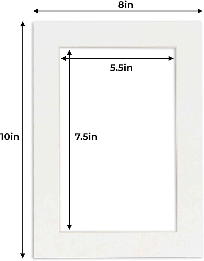 6x8 Mat for 8x10 Frame - Precut Mat Board Acid-Free Show Kit with Backing Board, and Clear Bags Textured White 6x8 Photo Matte Made to Fit a 8x10 Picture Frame Matboard for Framing, Pack of 25 Mats