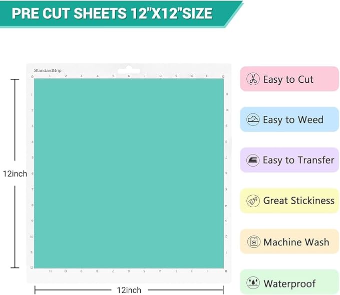 HTVRONT Heat Transfer Vinyl Bundle: 24 Pack 12"x12" Iron on Vinyl Sheets for T-Shirt, 21 Assorted Colors HTV Vinyl with 1 PTFE Sheet & Weeding Hooks