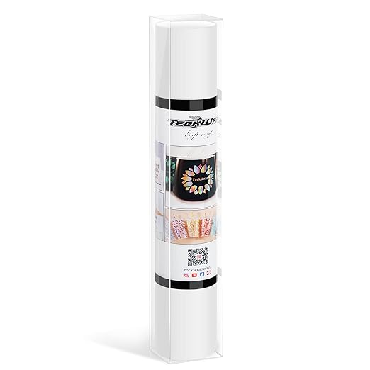 TECKWRAP 001 Smart Adhesive Vinyl Permanent,13in x 5ft, Vinyl for DIY Decal Projects, Compatible with Explore3/Maker3, Matte Coconut White