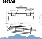 ArtBin 6937AG Essentials Lift-Out Tray Box, Portable Art & Craft Organizer with Handle and Tray, Clear/Aqua