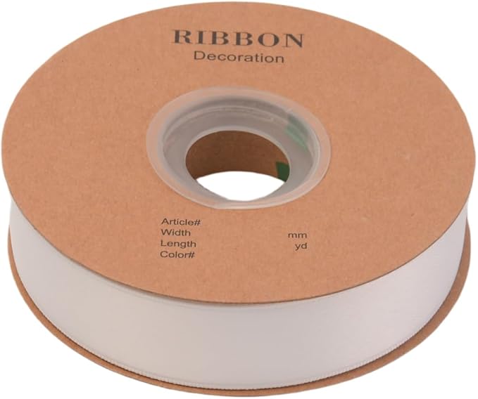 Double Side Satin Ribbon, Continuous 20 Yards,Use for Craft Bows Bouquet, Gift Wrapping, Wedding Decoration, Floral Arrangement (White, 1 inch)
