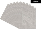 Pack of Ten Acid Free 8x10 Mats Bevel Cut for 5.5x8.5 Photos - Light Grey Suede Precut Matboards With Backing Boards and Self Seal Photo Mat Bags For Pictures, Photos, Framing - 4-ply Thickness