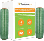 PSBM Green Stretch Wrap, 15 Inch x 1476 Feet, 8 Pack, Tinted Pre-Stretched Shrink Wrap Film for Moving, Packaging, Pallet Wrapping